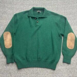 Abercrombie & Fitch Sweater Mens Extra Large Green Wool Elbow Patch Vintage 90s